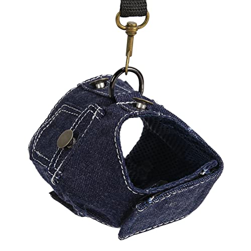 Hunde-Jeansjackengeschirr, Weiches, Bequemes, Eng Anliegendes, Atmungsaktives Mesh-Hunde-Jeansgeschirr mit Nylonleine für Haustiere (L) von BAOFUYA