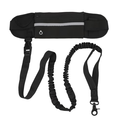 Hunde-Laufleinen-Gürteltasche, Elastische Nylon-Hunde-Taille, Reißverschlusstasche, Hunde-Laufgürtel mit Taschen für Spaziergänge Im Freien, Joggen (Black) von BAOFUYA