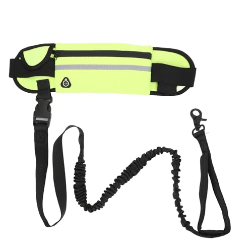 Hunde-Laufleinen-Gürteltasche, Elastische Nylon-Hunde-Taille, Reißverschlusstasche, Hunde-Laufgürtel mit Taschen für Spaziergänge Im Freien, Joggen (Green) von BAOFUYA