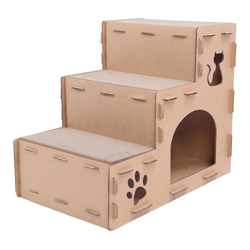 Katzenkratzbox aus Pappe, Recycelbares Material, Große Größe, Kreatives und Einzigartiges Design, Braunes Wellpappen-Katzenhaus für Katzen (15,75 X 15,35 von BAOFUYA