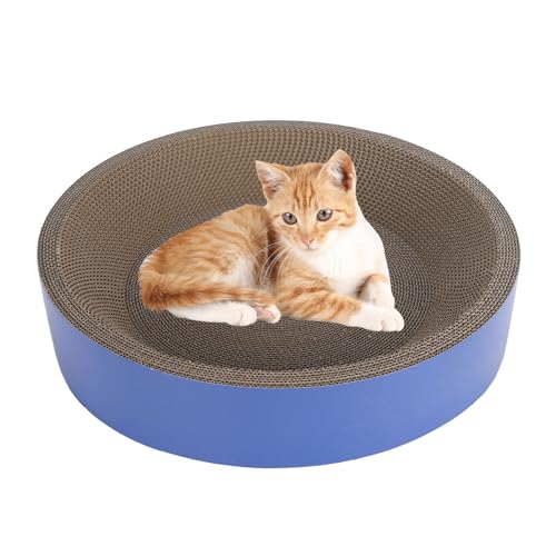 Katzenkratzbrett, Wellpappe Interaktive Katzenkratzunterlage Katzenmöbel für Indoor-Katzen Schlafen (Blau) von BAOFUYA