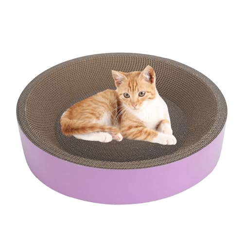 Katzenkratzbrett, Wellpappe Interaktive Katzenkratzunterlage Katzenmöbel für Indoor-Katzen Schlafen (Violett) von BAOFUYA