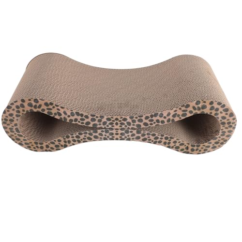 Katzenkratzer-Lounge, Fünf Schichten Wellpappe-Kratzpappe, 56 X 21 X 18 cm, Katzenkratzunterlage, Gewellter Katzenkratzer aus Pappe Zum Schutz von Möbeln (Leopardenfarbe) von BAOFUYA