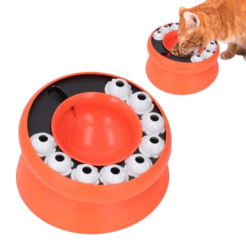 Slow Feeder Katzennapf, Brain Stimulation Cat Puzzle Feeder Slow Down Feed Hund Katze Futternapf für Gesunde Gewichtsgewohnheit (ORANGE) von BAOFUYA