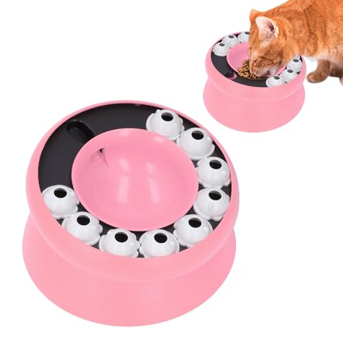 Slow Feeder Katzennapf, Brain Stimulation Cat Puzzle Feeder Slow Down Feed Hund Katze Futternapf für Gesunde Gewichtsgewohnheit (PINK) von BAOFUYA