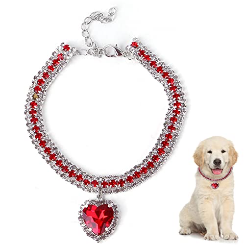 BAOK Diamant-Katzenhalsband - Haustier-Halskette in Herzform | Niedliches Weihnachtshochzeits-Geburtstags-Party-Katzen-Halsketten-Zubehör für Kätzchen-Welpen-Kleiner Hund von BAOK