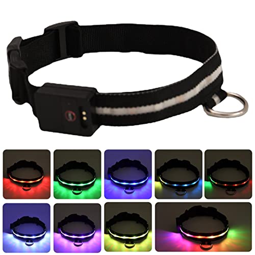 BAOK Leuchtende Halsbänder für Hunde bei Nacht,Wasserdichtes blinkendes Hundehalsband für die Dunkelheit | Heimtierbedarf für Hunde, Leuchthalsband für kleine/mittlere/große Hunde von BAOK