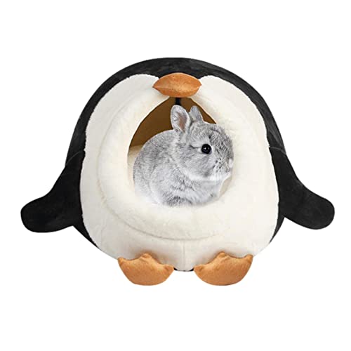 BAOK -Hamsterbett, süßes Pinguin-Form, Meerschweinchen-Versteck, kleines Haustierbett, warmes Bett, Nestzubehör für Hamster, Meerschweinchen, kleine Tiere von BAOK