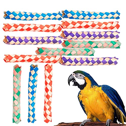 BAOK Papageien-Kaustangen,Großes Papageien-Kauspielzeug - Buntes, farbiges, geflochtenes Rohr, langlebiges Vogelspielzeug für kleine, mittelgroße Papageienvögel von BAOK