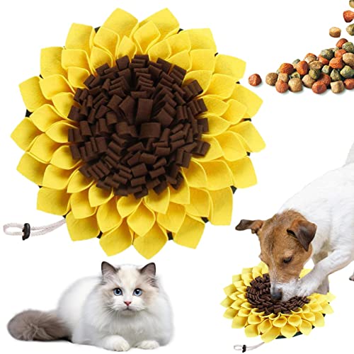 BAOK Sonnenblume-Hundematte,Sonnenblumen-Haustier-Schnüffelmatte rutschfest - Hunde-Puzzle-Spielzeug-Trainingsmatte fördert die natürliche Nahrungssuche Langsamer Futterspender für kleine mittelgroße von BAOK