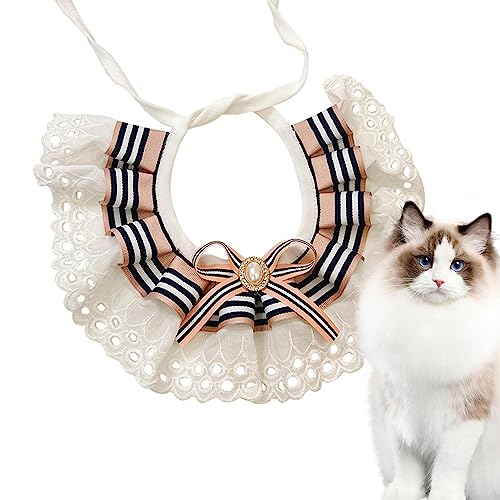 Fliege Hundehalsband - Kätzchen-Spitzenhalsband mit süßer Fliege | Bequeme Halsbänder aus Polyester, elastisch, niedliches Welpenzubehör für Katzen, Hunde, Kaninchen, kleine Hunde, Haustiere Baok von BAOK