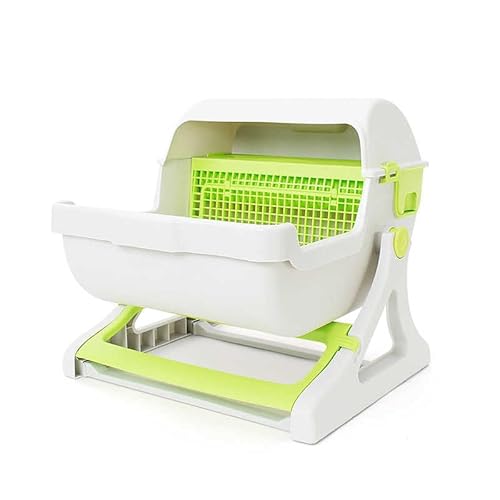 Halbautomatische Quick Clean Katzentoilette, Haustierstreu Klappdeckel Katzentoilette Auto Clean mit abnehmbarem Netzbezug und Schubladen-Organizer für Schlafzimmer, Wohnzimmer und Badezimmer von BAOSHIDAER