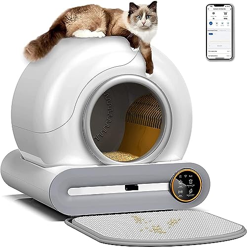 Katzentoilette selbstreinigend, integrierter Schutz für automatischen Schutz Cat-box für mehrere Katzen, extra breite Isolierung/Geruch/App Smart Katzentoilette mit Matte von BAOSHIDAER