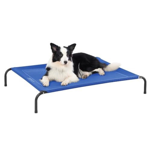 BAOSHUPINGY Hundeliege Erhöhtes schwarzes Haustier-Hundebett im Freien, wasserdichtes, faltbares, abnehmbares Drahtrahmen-Haustier-Hundebett Haustierbett(Blue,49 * 31.5 * 8in) von BAOSHUPINGY