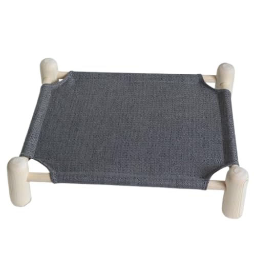 BAOSHUPINGY Hundeliege Hunde-Campingbett, Sommer, Massivholz, abnehmbares Hundebett, Haustierbett, Katzenbett, Vier Jahreszeiten, universelles Katzenbett Haustierbett(Gray,S-(48 * 48)) von BAOSHUPINGY