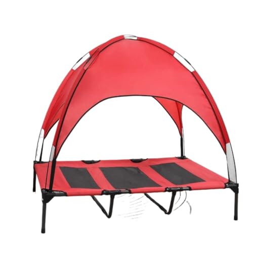 Hundeliege Abnehmbares und waschbares Außenzelt Hundecampingbett Hundebett Sonnenschutz Atmungsaktives Haustiernest Große Hundehütte Haustierbett(Red,S(61 * 47 * 18cm)) von BAOSHUPINGY