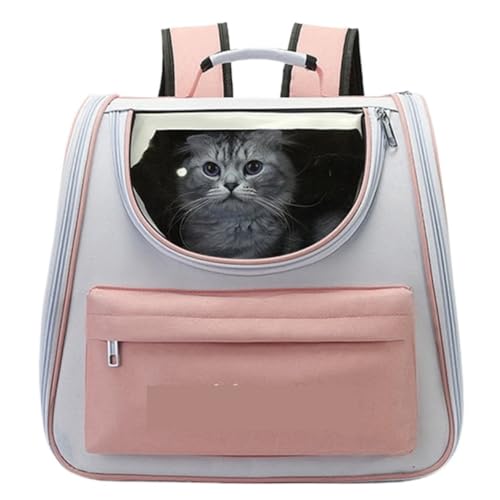 Katzentasche Katzentasche, Ausflugstasche, Tragbarer, Atmungsaktiver Rucksack, Katzenrucksack, Transparente Raumkapsel, Katzenausflugstasche Rucksäcke(Color:Pink) von BAOSHUPINGY