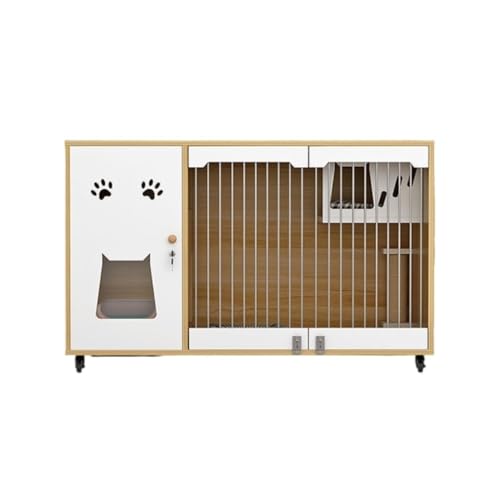 Katzenvilla Katze Villa Haushalt Massivholz Katze Nest Licht Luxus Katze Haus Cattery Indoor Haushalt Katze Käfig Katze Schrank Katzenhaus(Color:E,Size:80 * 60 * 80CM) von BAOSHUPINGY