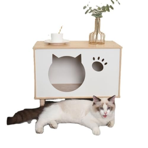 Katzenvilla Katzenschrank aus massivem Holz, Katzennest, Nachttisch, Schlafzimmer, gemeinsame Möbel, Haus, Hundehütte, Zuhause, TV, Katze Katzenhaus(Color:A1) von BAOSHUPINGY