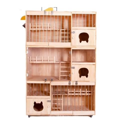 Katzenvilla Massivholz Katzenvilla, Katzenkäfig, Katzennest, kleines Katzenhaus, Katzenzimmer, Haushalt, Katzenvilla, Vitrine, Katzenschrank Katzenhaus(Size:13) von BAOSHUPINGY