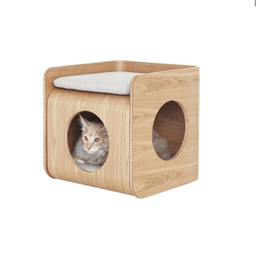 Katzenvilla Nachttisch, einfacher Couchtisch, abnehmbares und waschbares Haustier-Katzenbett und Zwinger aus Holz Katzenhaus(Size:C) von BAOSHUPINGY