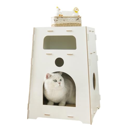 Katzenvilla Nachttisch Katzennest Schlafzimmer Zuhause Holz Spleißen Montage Katze Universal Villa Haus Cattery Katzenkäfig Katzenhaus(Color:White,Size:A) von BAOSHUPINGY