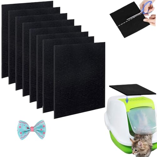 Aktivkohlefilter Katzenstreukästen,Hochsaugfähiger Katzenklo Kohlefilter Katzentoilettebehälter Ersatzfilter,Ersatzfilter für Katzentoilette, Aktivkohlefilter für Komposteimer und Katzenklo (L-8PCS) von BAOSROY