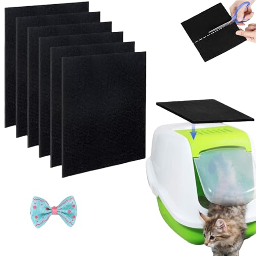 Aktivkohlefilter Katzenstreukästen,Hochsaugfähiger Katzenklo Kohlefilter Katzentoilettebehälter Ersatzfilter,Ersatzfilter für Katzentoilette, Aktivkohlefilter für Komposteimer und Katzenklo (M-6PCS) von BAOSROY