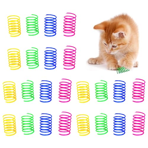 BAOSROY Kunststoff Spiralfedern Spirale,24pcs Katze Spielzeug,Cat Spring Spielzeug,Spirale Katzen Spielzeug,Buntes Spielzeug Spiralfedern,Neuheit Katze Spielzeug Bunte Spiralfedern Spring Spirale von BAOSROY