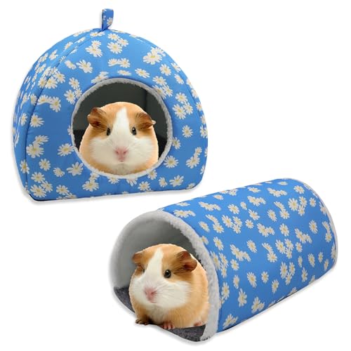 Meerschweinchenbett und Meerschweinchentunnel, 2 Stück, weiches Meerschweinchen-Zubehör, waschbares Meerschweinchenversteck-Set, großes Meerschweinchenversteck für Hamster, Frettchen, Kaninchen, von BAOXA