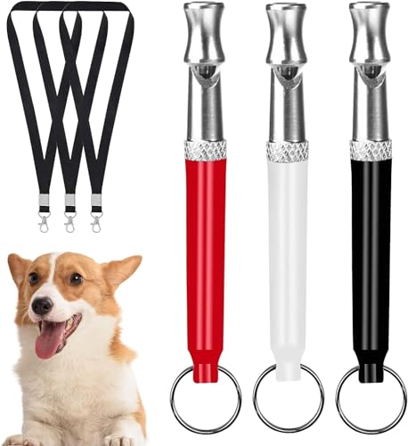 BARDSTOWN 3 Stück Ultraschall Hundepfeife mit Schlüsselband Ultraschall Silent Hundepfeife Professionelle Schlepphund (Schwarz + Rot + Weiß) von BARDSTOWN