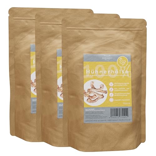 BARFAWAY Hühnerhälse, gefriergetrockneter Kausnack für Hunde, 100% natürlich ohne Zusätze, Deutsche Herstellung, geruchsneutral, 3er Pack (3 x 500 g) von BARFAWAY