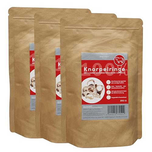 BARFAWAY Knorpelringe, gefriergetrockneter Kausnack für Hunde, 100% natürlich ohne Zusätze, Deutsche Herstellung, geruchsneutral, 3er Pack (3 x 250 g) von BARFAWAY