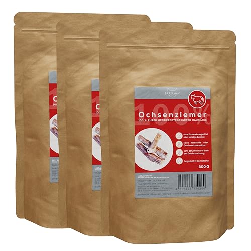 BARFAWAY Ochsenziemer, gefriergetrockneter Langer Kausnack für Hunde, 100% natürlich ohne Zusätze, Deutsche Herstellung, geruchsneutral, 3er Pack (3 x 300 g) von BARFAWAY