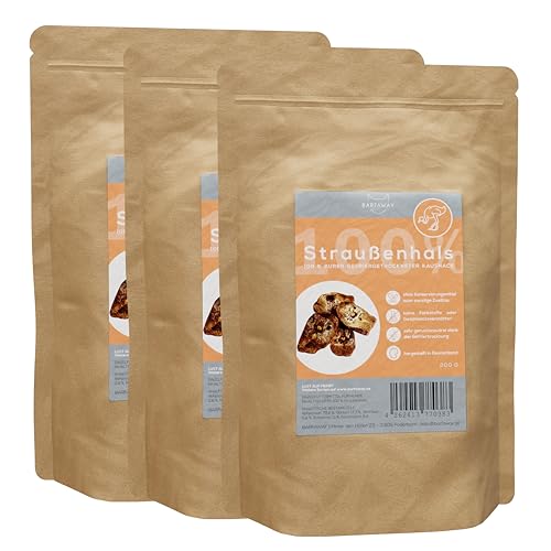 BARFAWAY Straußenhals, gefriergetrockneter Kausnack für Hunde, allergikerfreundlich, 100 % natürlich ohne Zusätze, Deutsche Herstellung, geruchsneutral, 3er Pack (3 x 200 g) von BARFAWAY