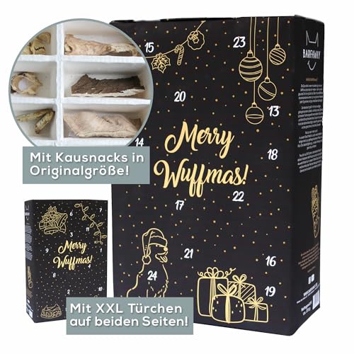 BARFAWAY XXL Adventskalender für Hunde, 24 Verschiedene Überraschungen aus 100% Fleisch ohne Zusätze, Snacks, Kauartikel und Leckerlies von BARFAWAY