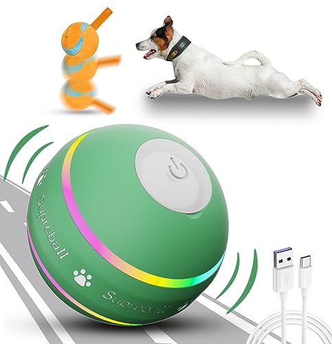 BARHOMO Hundebälle, interaktives Spielzeug für Welpen, kleine, mittelgroße und große Hunde, verbesserter Roll-Effekt, Tennisball mit Gurt, robust, bewegungsaktiviert, automatisch bewegliches von BARHOMO