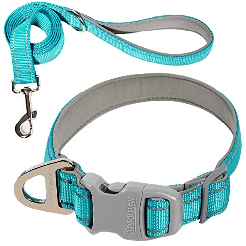 Hundehalsband für mittelgroße und kleine und große Hunde, reflektierend, mit Leine, Halsband und Leine für Hunde, weiches Neopren, gepolstert, 2 Stück (blau, S) von BARKBAY