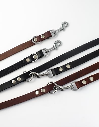 BARRY&LUCY® Hundeleine aus Leder, verstellbar, dauerhaft, Leine für große und kleine Hunderassen (12mm-220cm Schwarz) von BARRY & LUCY