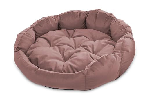 BARRY & LUCY® Hundesofa Premium Rund Hundematratze Hundekissen 2in1 Gestepptt Liegekissen Weiches Kissen Hundebett (Pastell d.rosa M (Ø60 cm) von BARRY & LUCY