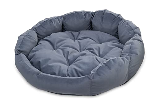 BARRY & LUCY® Hundesofa Premium Rund Hundematratze Hundekissen 2in1 Gestepptt Liegekissen Weiches Kissen Hundebett (Pastellblau L (Ø80 cm) von BARRY & LUCY