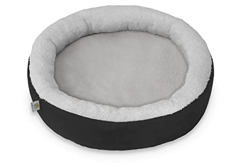 BARRY & LUCY Hundebett Katzenbett 2in1 Rund Wasserdicht Haustierbett Hundekissen Hundebett Hundekorb Liegekissen mit Warmem Stoff viele Farben (S (Ø 40 cm), Schwarz) von BARRY & LUCY