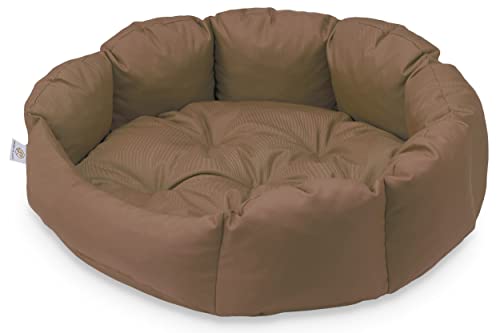 BARRY & LUCY Hundesofa Rund Hundematratze Hundekissen 3in1 Wasserdicht Gesteppt Wasserfest Hundeschlafmatte Hundematte Hundebett Hundekorb Liegekissen Weiches Kissen (L(Ø80 cm), Braun) von BARRY & LUCY