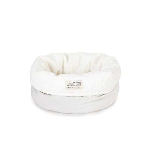 BASE 4 PETS Hundebett 40x40x31cm - Hundekorb für Kleine Hunde - Hundebetten - Hundekörbchen aus Recycelten Materialien - Hunde Bett (Creme) von BASE 4 PETS