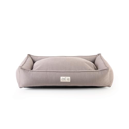 BASE 4 PETS Hundebett mit Schloss “Nature” 70x50 cm - Hundesofa für Kleine, Mittelgroße und Grosse Hunde - Hundekissen aus Recycelten Materialien - Hundekorb - Hunde Bett (Dunkelbeige) von BASE 4 PETS