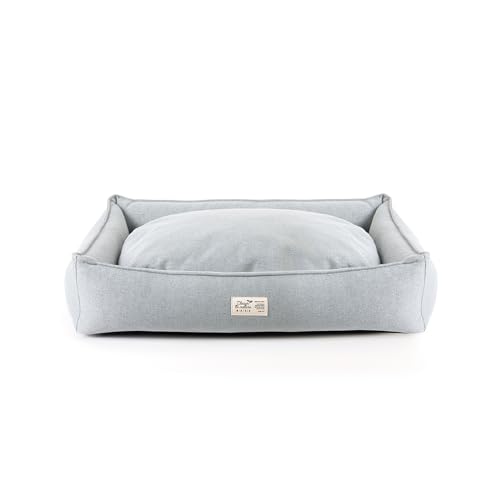 BASE 4 PETS Hundebett mit Schloss “Nature” 70x50 cm - Hundesofa für Kleine, Mittelgroße und Grosse Hunde - Hundekissen aus Recycelten Materialien - Hundekorb - Hunde Bett (Graublau) von BASE 4 PETS