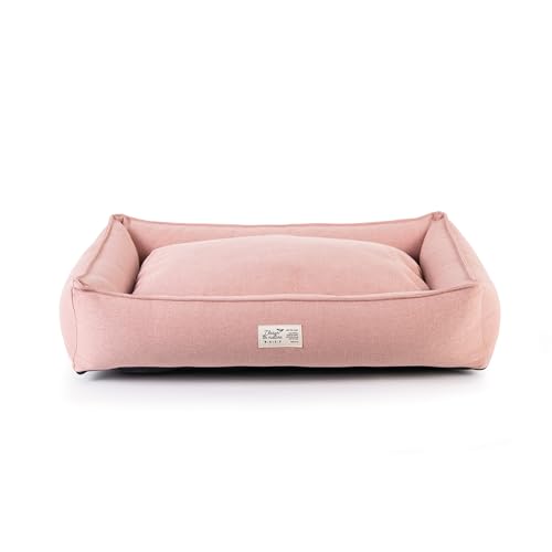 BASE 4 PETS Hundebett mit Schloss “Nature” 70x50 cm - Hundesofa für Kleine, Mittelgroße und Grosse Hunde - Hundekissen aus Recycelten Materialien - Hundekorb - Hunde Bett (Puderrosa) von BASE 4 PETS