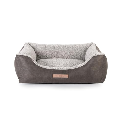 BASE 4 PETS Hundecouch mit Schloss “Fluffy” 100x75x24cm - Hundebett für Kleine, Mittelgroße und Grosse Hunde - Hundesofa aus hochwertiges Materialien - Waschmaschinenfest (Grau) von BASE 4 PETS