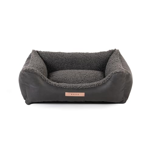 BASE 4 PETS Hundecouch mit Schloss “Fluffy” 100x75x24cm - Hundebett für Kleine, Mittelgroße und Grosse Hunde - Hundesofa aus hochwertiges Materialien - Waschmaschinenfest (Schwarz) von BASE 4 PETS