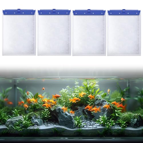 Aquarium Aktivkohle Aktivkohle Filtereinsatz Ersatz Filterpads mit Aktiv-Kohle Aktivkohle Wasserfilter Natürliche Aktivkohle Filtereinsatz Aquarium Aktivkohlefilter Fischfilter Filterpatronen 4 Stück von BASTOUR